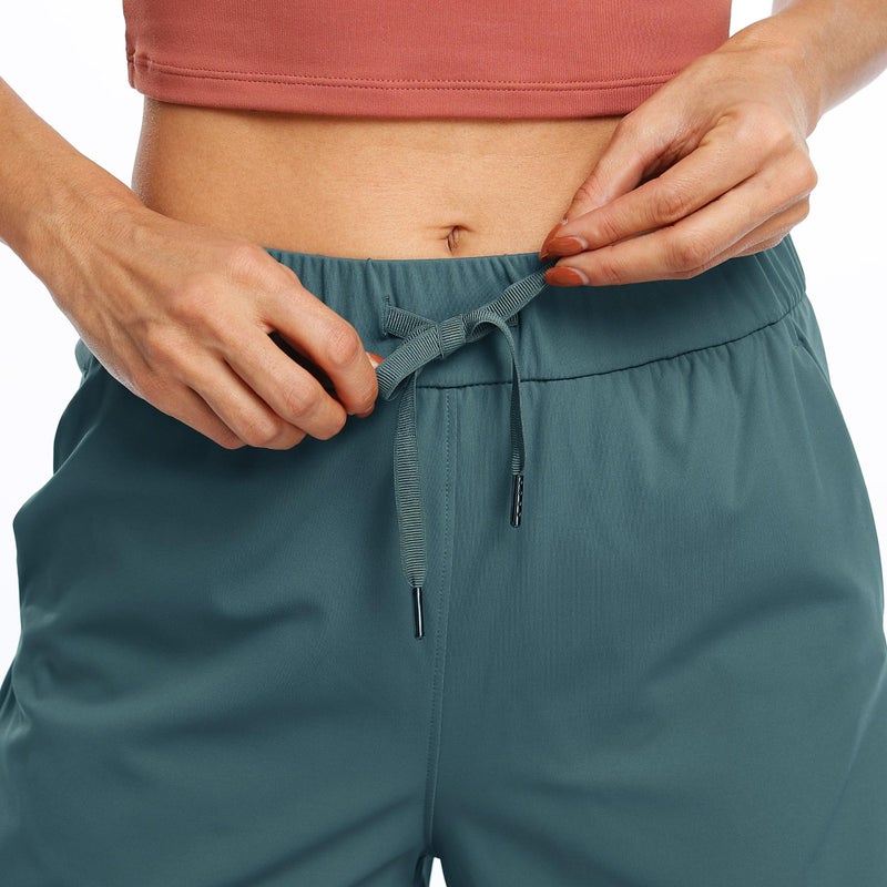 Willit Womens Athletic Hiking Running Shorts for Women Yoga Workout Gym Quick Dry Shorts with Pockets Mallard Green L - Image 5